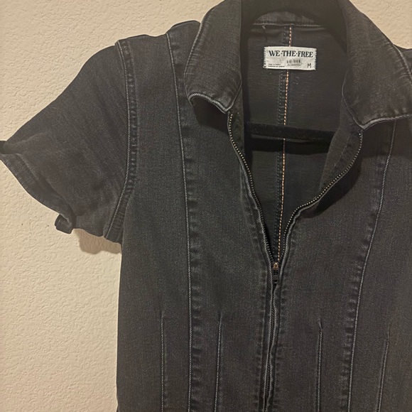 We The Free Jayde Denim Flared Jumpsuit – Black (Size M) - Picture 9 of 11